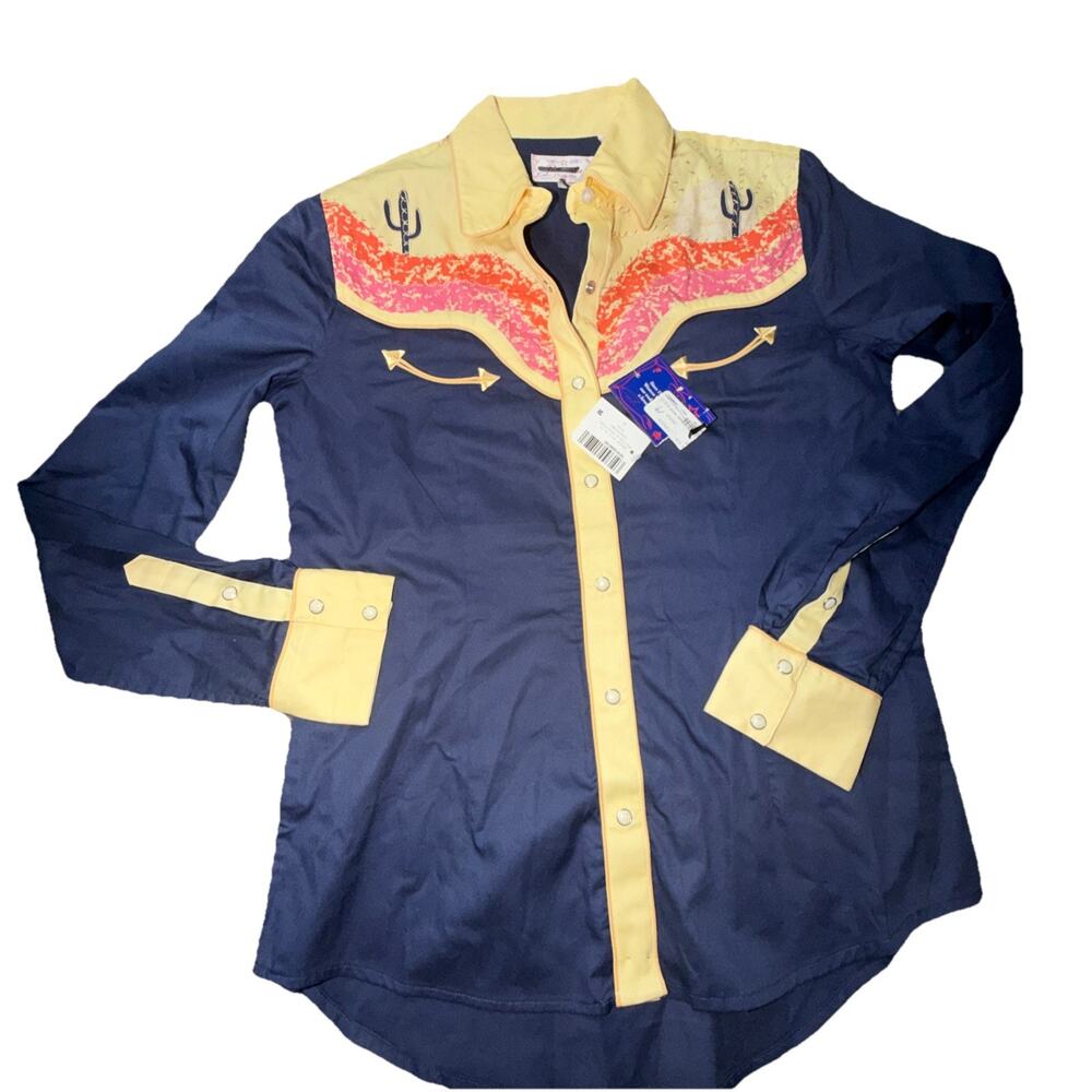 NWT PANHANDLE SLIM WOMEN'S CACTUS SUNSET WESTERN SNAP SHIRT MEDIUM (Z9) - Picture 2 of 5